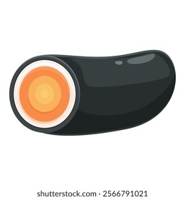 Vector illustration of a cute cartoon sushi roll with salmon, perfect for menus and food designs