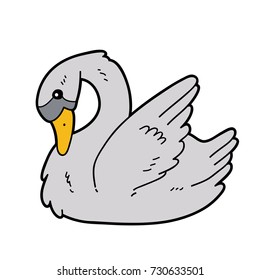 Vector illustration of cute cartoon swan character for children and scrap book