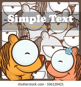 Vector illustration with cute cartoon tigers.