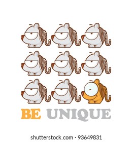 Vector illustration with cute cartoon tigers.