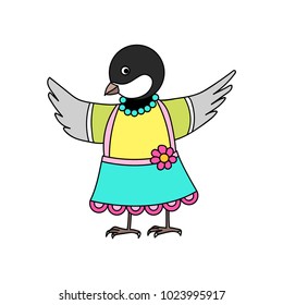 Vector illustration cute cartoon tit woman