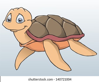 Vector illustration of a cute cartoon turtle
