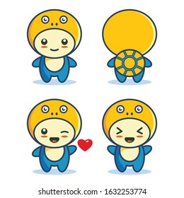vector illustration of a cute and cute cartoon turtle