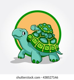 Vector illustration of a cute cartoon turtles. Stylized turtles mascot illustration. 
