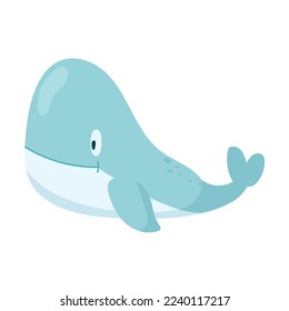 Vector illustration of a cute cartoon whale with spray.