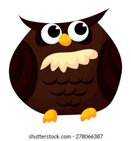 A vector illustration of a cute cartoon wise owl.