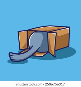 vector illustration of a cute cat in a box