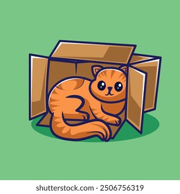 vector illustration of a cute cat in a box
