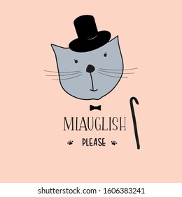 Vector illustration of cute cat, british style. EPS 10.