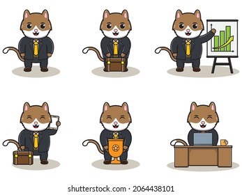 Vector illustration of Cute Cat Businessman. Good for icon, label, sticker, clipart.