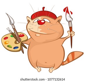 Vector Illustration of a Cute Cat. Cartoon Character