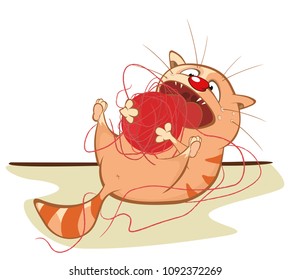 Vector Illustration of a Cute Cat. Cartoon Character