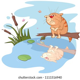 Vector Illustration of a Cute Cat. Cartoon Character