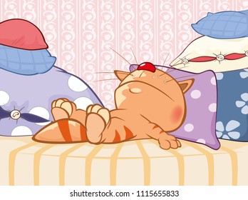 Vector Illustration of a Cute Cat. Cartoon Character