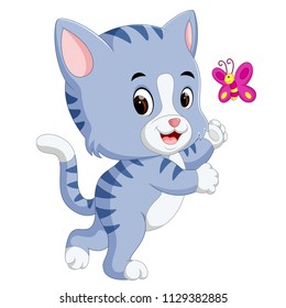 vector illustration of cute cat cartoon