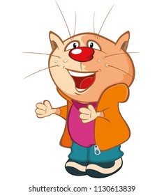 Vector Illustration of a Cute Cat. Cartoon Character