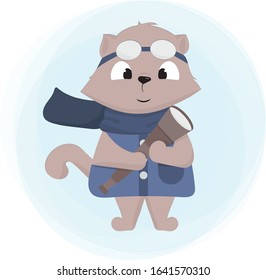 Vector illustration of a cute cat, cartoon character