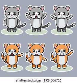 Vector illustration of cute Cat cartoon. Cute Cat expression character design bundle. Good for icon, logo, label, sticker, clipart.