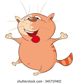 Vector Illustration of a Cute Cat. Cartoon Character