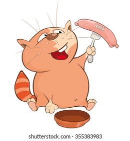 Vector Illustration of a Cute Cat. Cartoon Character
