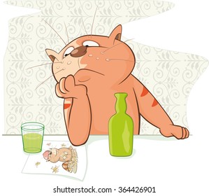 Vector Illustration of a Cute Cat. Cartoon Character