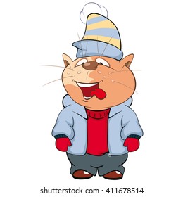 Vector Illustration of a Cute Cat. Cartoon Character