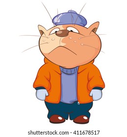Vector Illustration of a Cute Cat. Cartoon Character