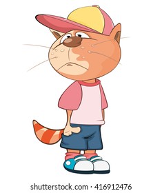 Vector Illustration of a Cute Cat. Cartoon Character