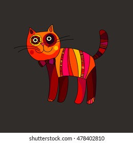 Vector illustration of cute cat. Cartoon animal. Vector pet illustration can be used for book cover, sign, banner, logo design.