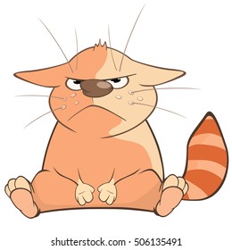 Vector Illustration of a Cute Cat. Cartoon Character