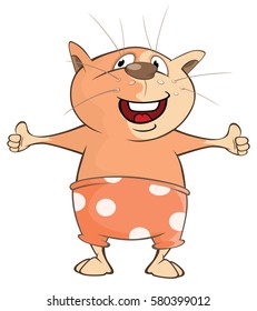 Vector Illustration of a Cute Cat. Cartoon Character
