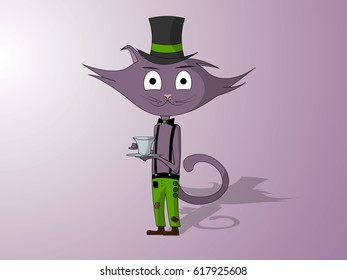 Vector Illustration of a Cute Cat. Cartoon Character