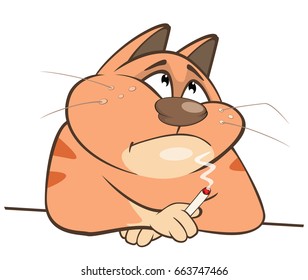 Vector Illustration of a Cute Cat. Cartoon Character