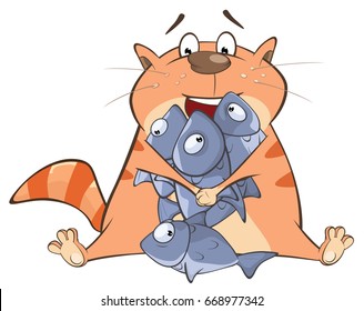 Vector Illustration of a Cute Cat. Cartoon Character