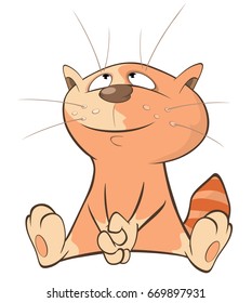 Vector Illustration of a Cute Cat. Cartoon Character