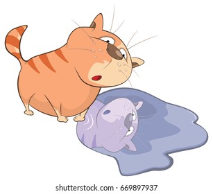 Vector Illustration of a Cute Cat. Cartoon Character