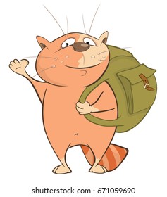 Vector Illustration of a Cute Cat. Cartoon Character
