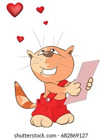 Vector Illustration of a Cute Cat. Cartoon Character. Vinegar valentines