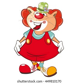Vector Illustration of a Cute Cat Clown. Cartoon Character