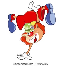 Vector Illustration of a Cute Cat Clown. Cartoon Character
