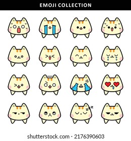Vector Illustration of Cute Cat Emoji Collection 