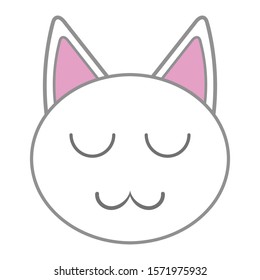 Vector illustration of cute cat face cartoon style, isolated on white background. Design for kids, scrapbooking, stikers etc.
