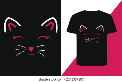 Vektorgrafik eines süßen Katzengesichts, Vektorgrafik, die mit Illustrator gezeichnet wurde. Kann als Modedruck für Cartoon-Karten, T-Shirts verwendet werden.