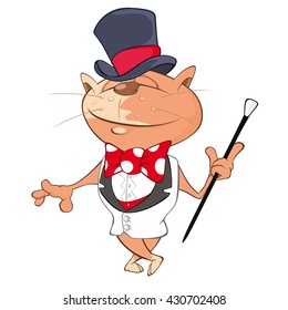 Vector Illustration of a Cute Cat Gentleman. Cartoon Character
