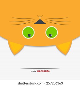 Vector illustration of cute cat hanging upside down for your design