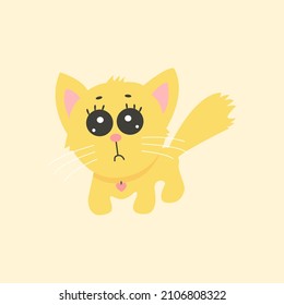 Vector illustration of cute cat isolated on beige background 