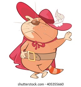 Vector Illustration of a Cute Cat. King's Musketeer. Cartoon Character
