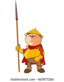 Vector Illustration of a Cute Cat Knight. Cartoon Character