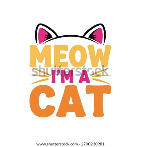 Vector illustration of a cute cat with lettering 
