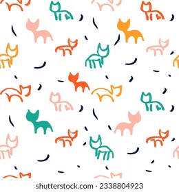 Vector illustration of cute cat pattern